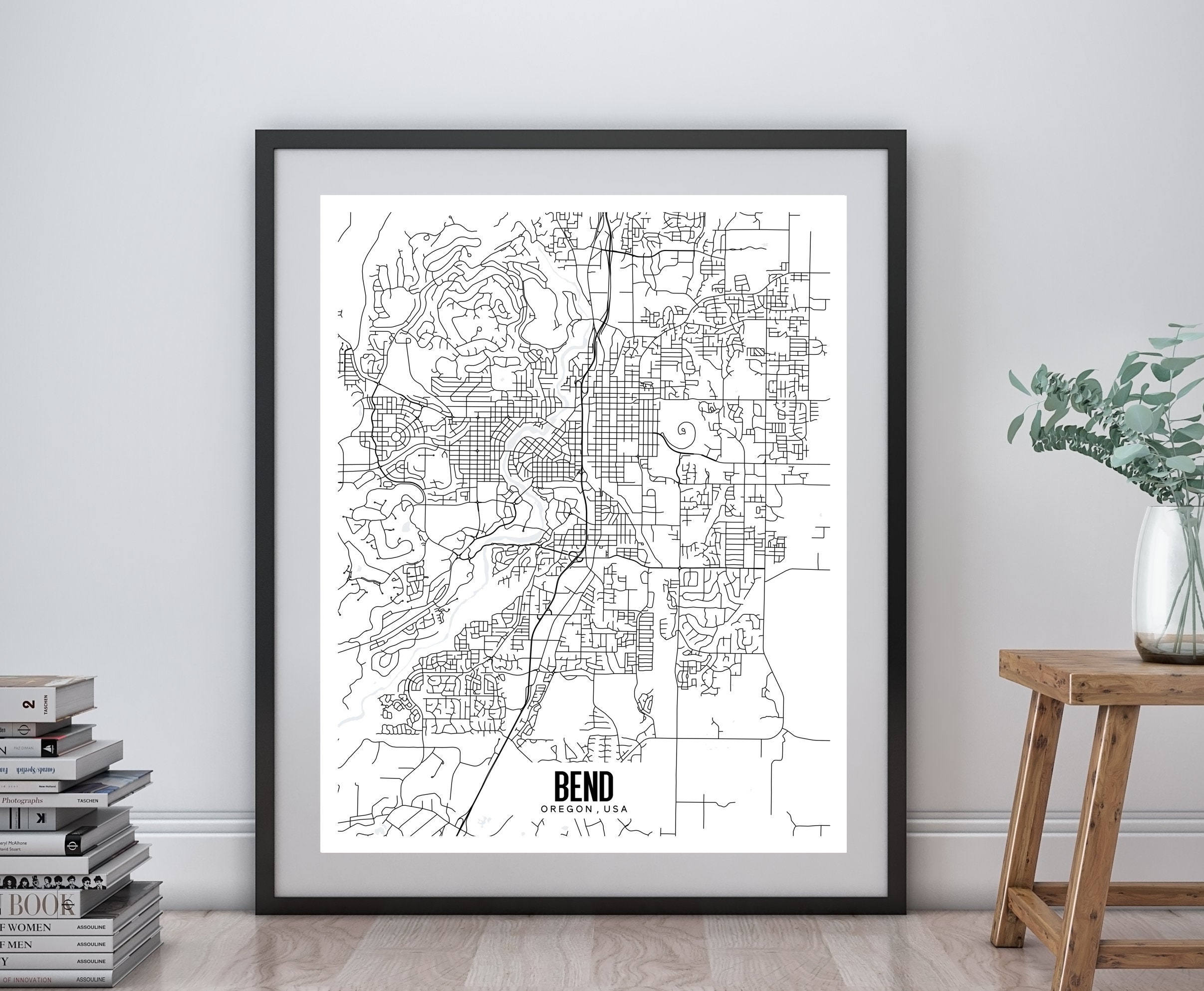 Bend Oregon printable map Bend Oregon map print Oregon wall | Etsy