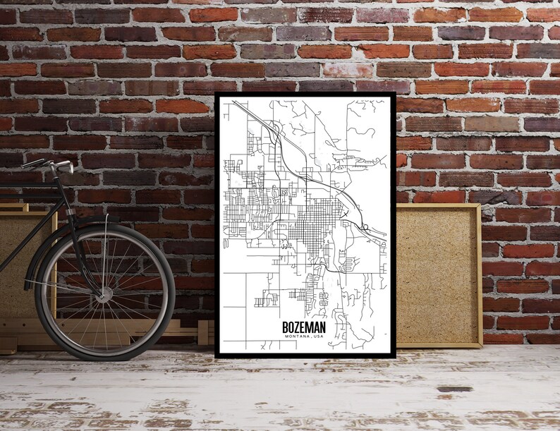 Bozeman Montana Map Printable Montana Map Art Bozeman Map | Etsy
