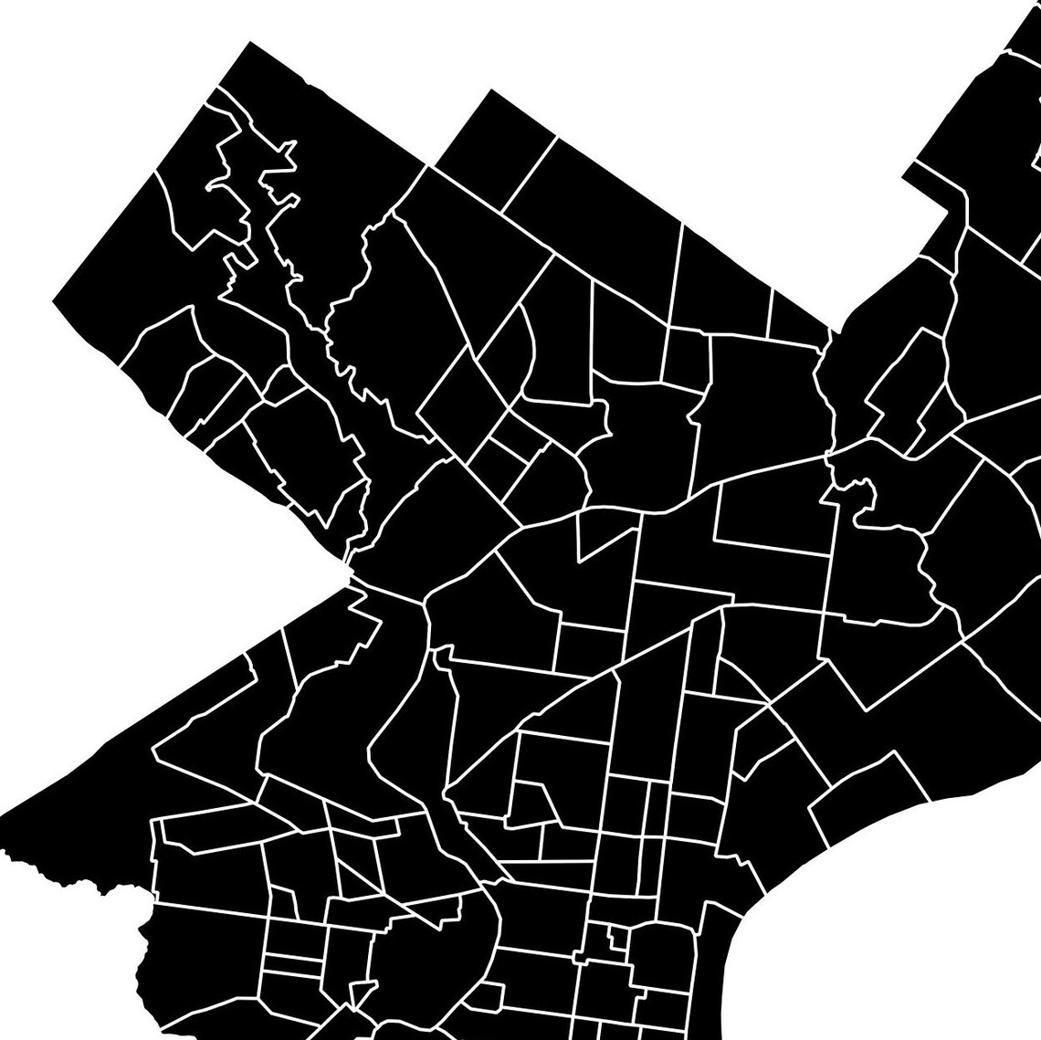 Philadelphia Neighborhoods Printable Map Philly Map Poster Etsy