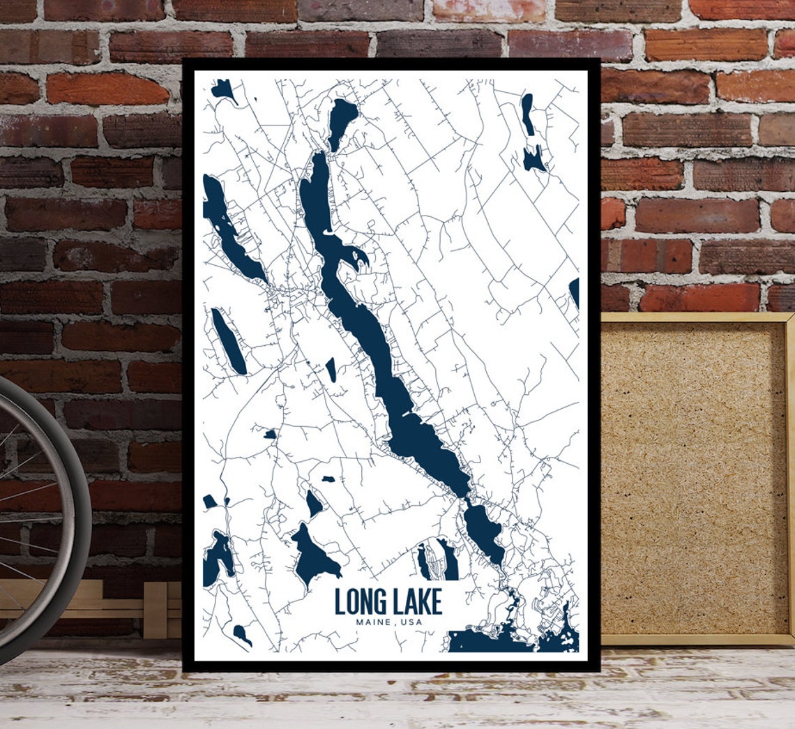 Long Lake Lake Map Long Lake Maine Print Long Lake Naples Etsy UK