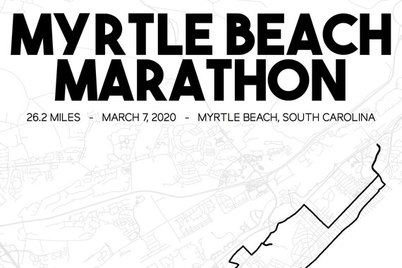 Myrtle Beach Marathon Map 2020 Myrtle Beach Marathon Printable Race Route Marathon Map | Etsy India