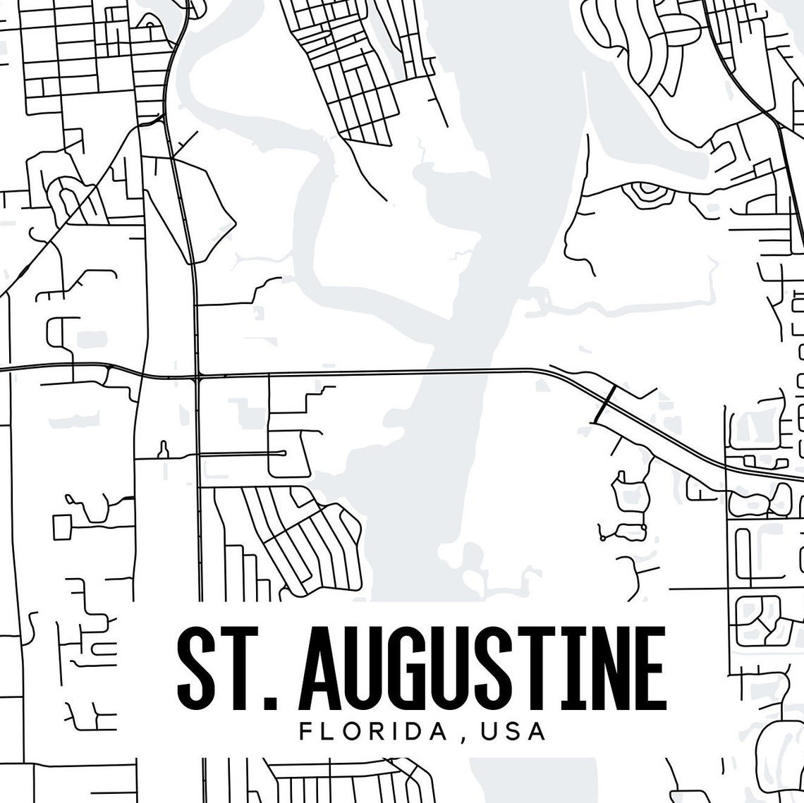 St. Augustine map Printable Florida map St. Augustine map Etsy
