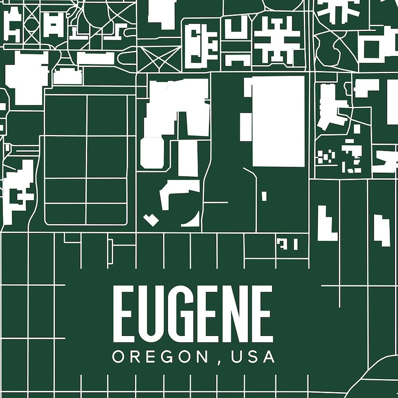 Eugene Oregon Printable Map University Of Oregon Campus Map Etsy eugene-map-world-map-07