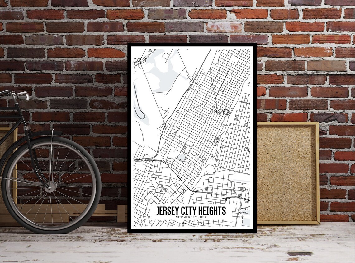 Jersey City Heights map printable Jersey City map art Jersey Etsy
