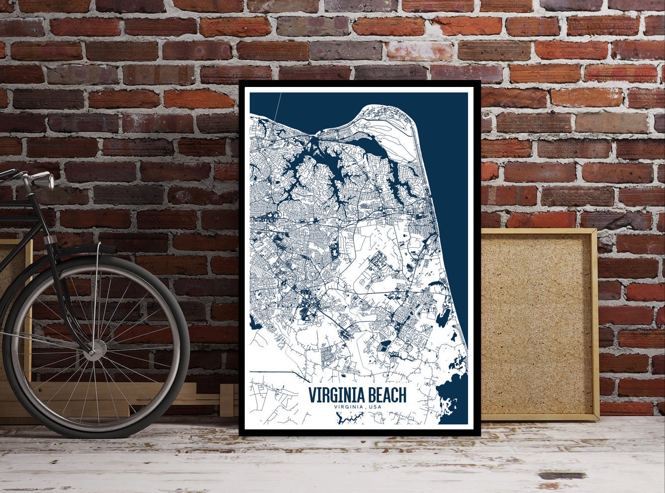 Virginia Beach Printable Map Art Virginia Beach Wall Art Etsy