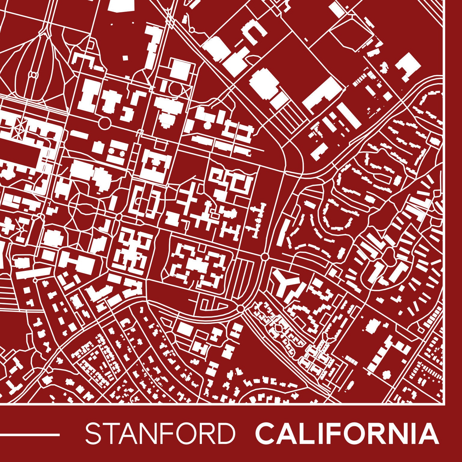 Mapa imprimible de Stanford California mapa del campus de Etsy