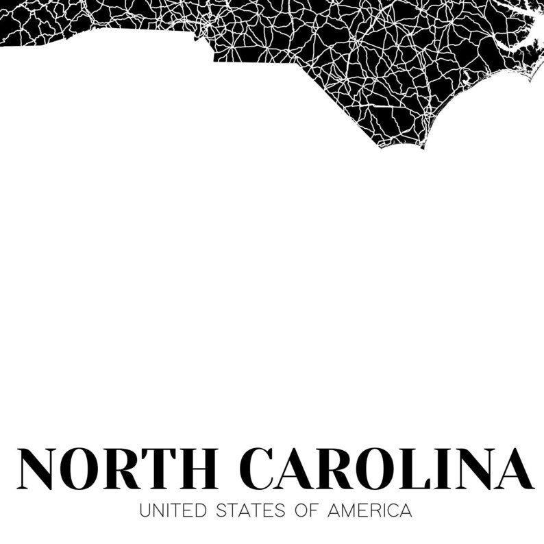 Map of North Carolina Printable North Carolina Map Printable | Etsy