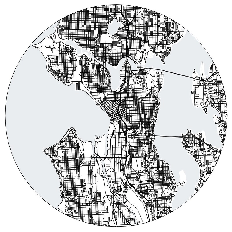 Seattle Printable Map Seattle Map Poster Seattle Washington | Etsy