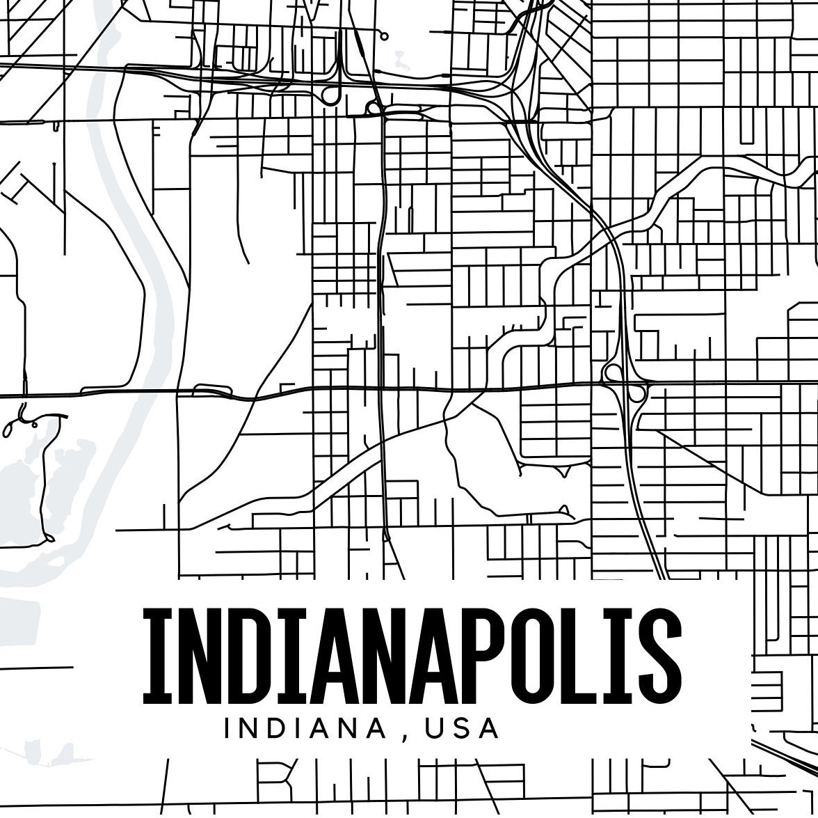 Indianapolis Indiana Map Printable Indiana City Map Art Etsy