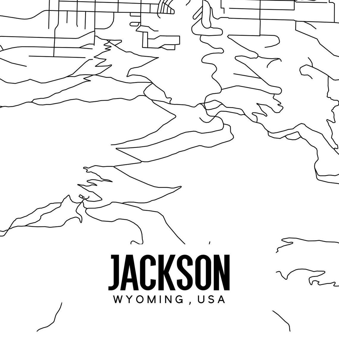Jackson Wyoming map printable Jackson WY wall art Grand Etsy