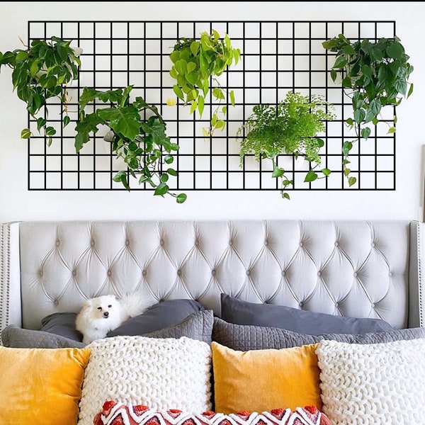 Large Wire Wall Grid, Wall Grid for Plants, Mesh Memo Board, Big MemoBoard, Hanging Plant Wall, Indoor plant wall, Metal Grid