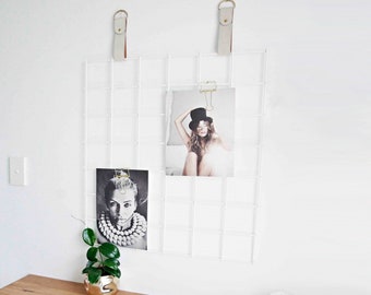 White Wire Wall Grid + Shelf, FREE Clips, Mesh Memo Board, Notice Metal Grid, Noticeboard, Kitchen memoboard, Moodboard, Clip