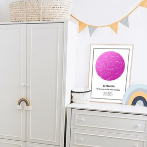 Nachthimmel Karte, Geburtsanzeige, Geburt Mädchen Geschenk, Taufe, Sternzeichen Poster, Mädchen Babyzimmer, Kinderzimmer, Babygirl