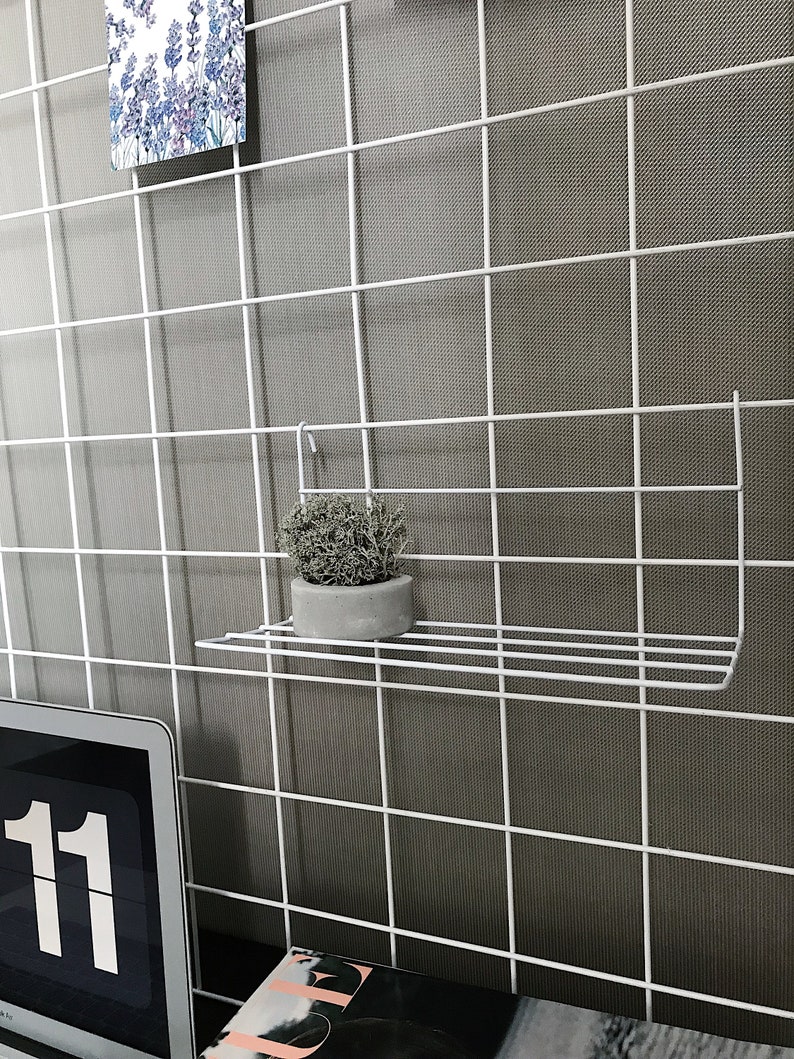 Large 98 Cm X 98 Cm White Wire Wall Grid Shelf FREE CLIPS | Etsy