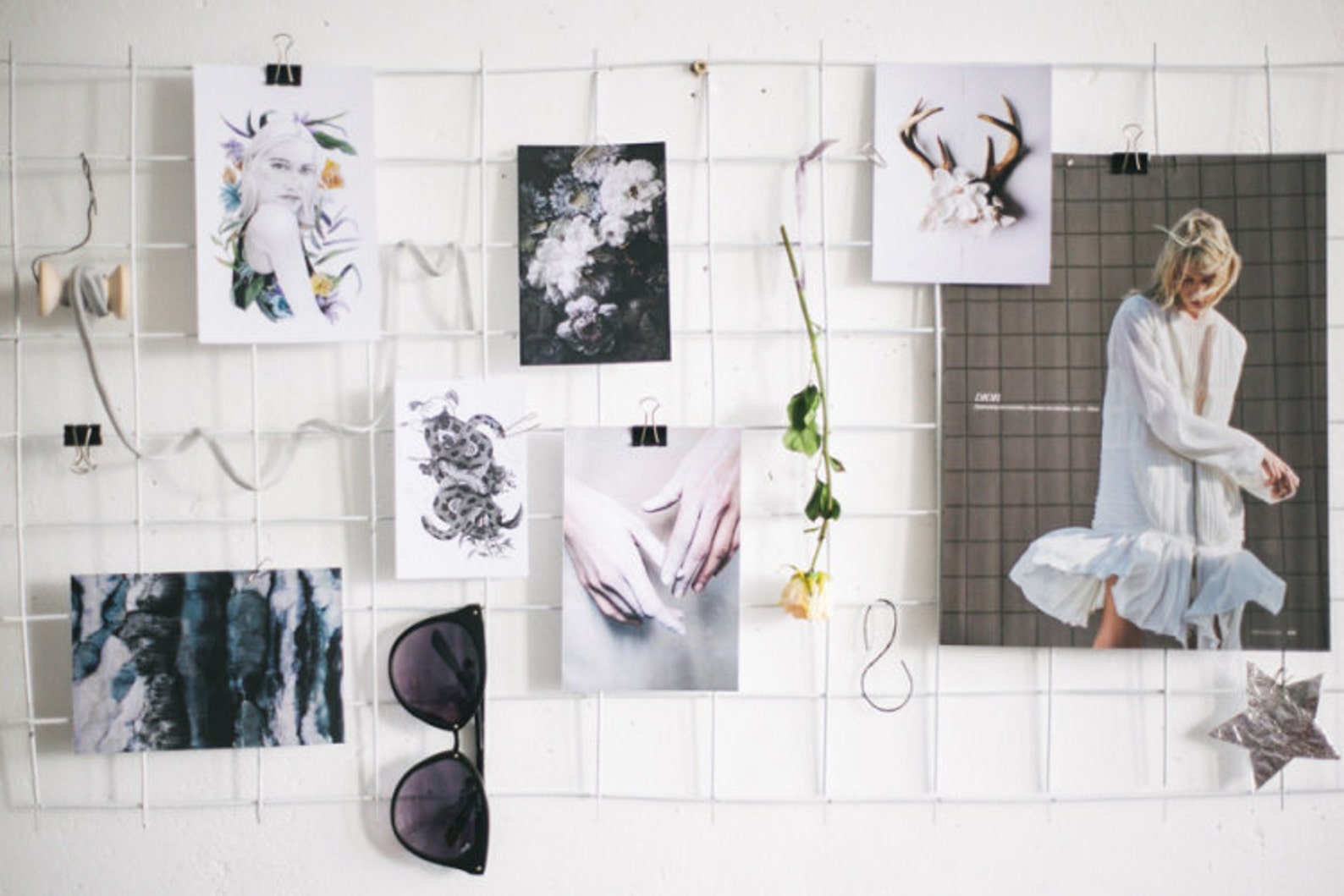 White Wire Mesh Memo Board Shelf FREE Clips Memoboard Etsy Australia