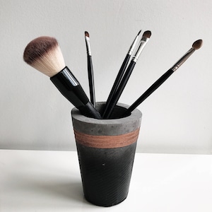Soporte del cepillo del maquillaje, organizador del cepillo del maquillaje del hormigón, regalo DE CHRISTMAS, tarros del cepillo del maquillaje, soporte de la pluma de hormigón, soporte del cepillo de hormigón