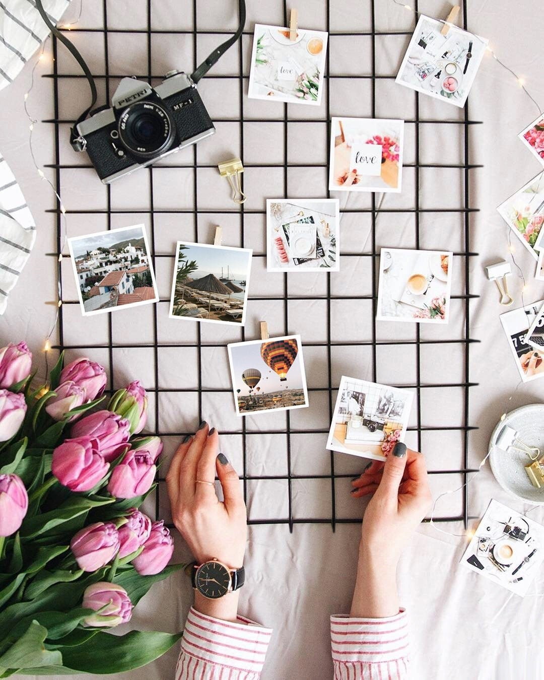 Black Wire Wall Grid SHELF, FREE Clips, Wire Mesh Memo Board, Notice