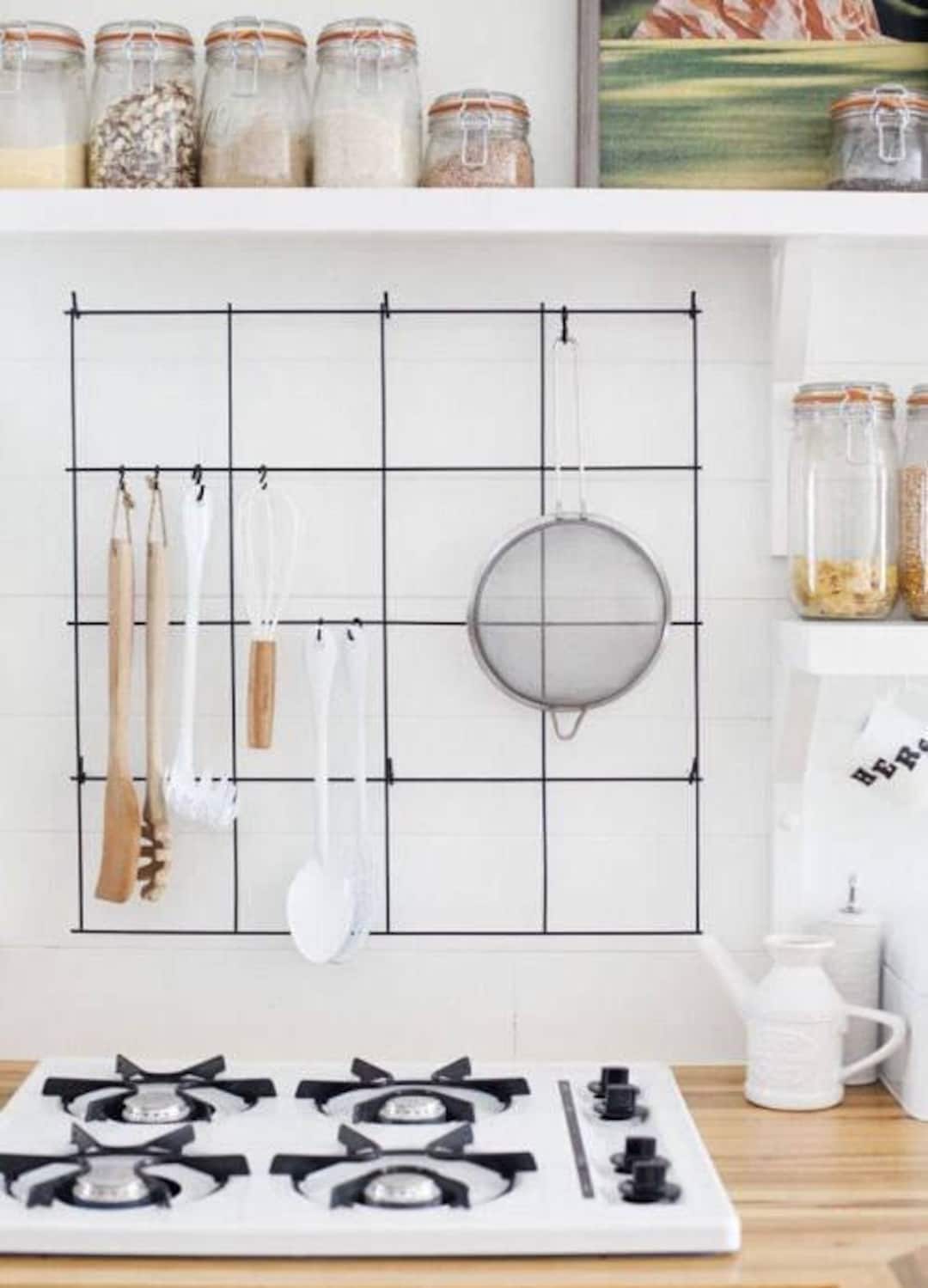 Küchen Utensilienhalter, Organizer Küchenwerkzeug, schwarzes Memoboard, Küchendraht Wandgitter, Drahtgitter Memoboard, Einfache Mitteilung Metallgitter
