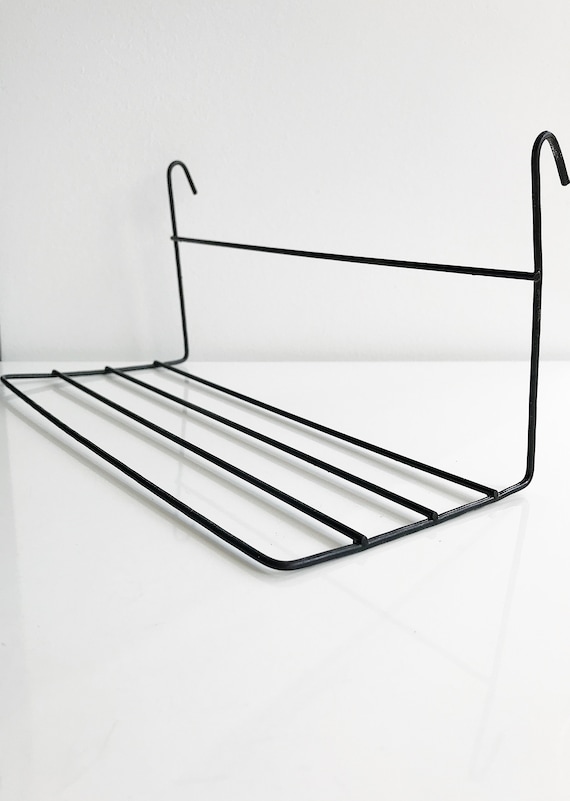 Black Shelf for Wire Wall Grid, Small Straight Shelf Rack for Mesh