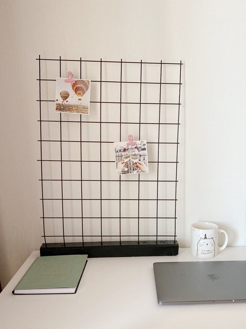 Black Wire Tabletop Grid FREE Clips Golden Memo Board Etsy