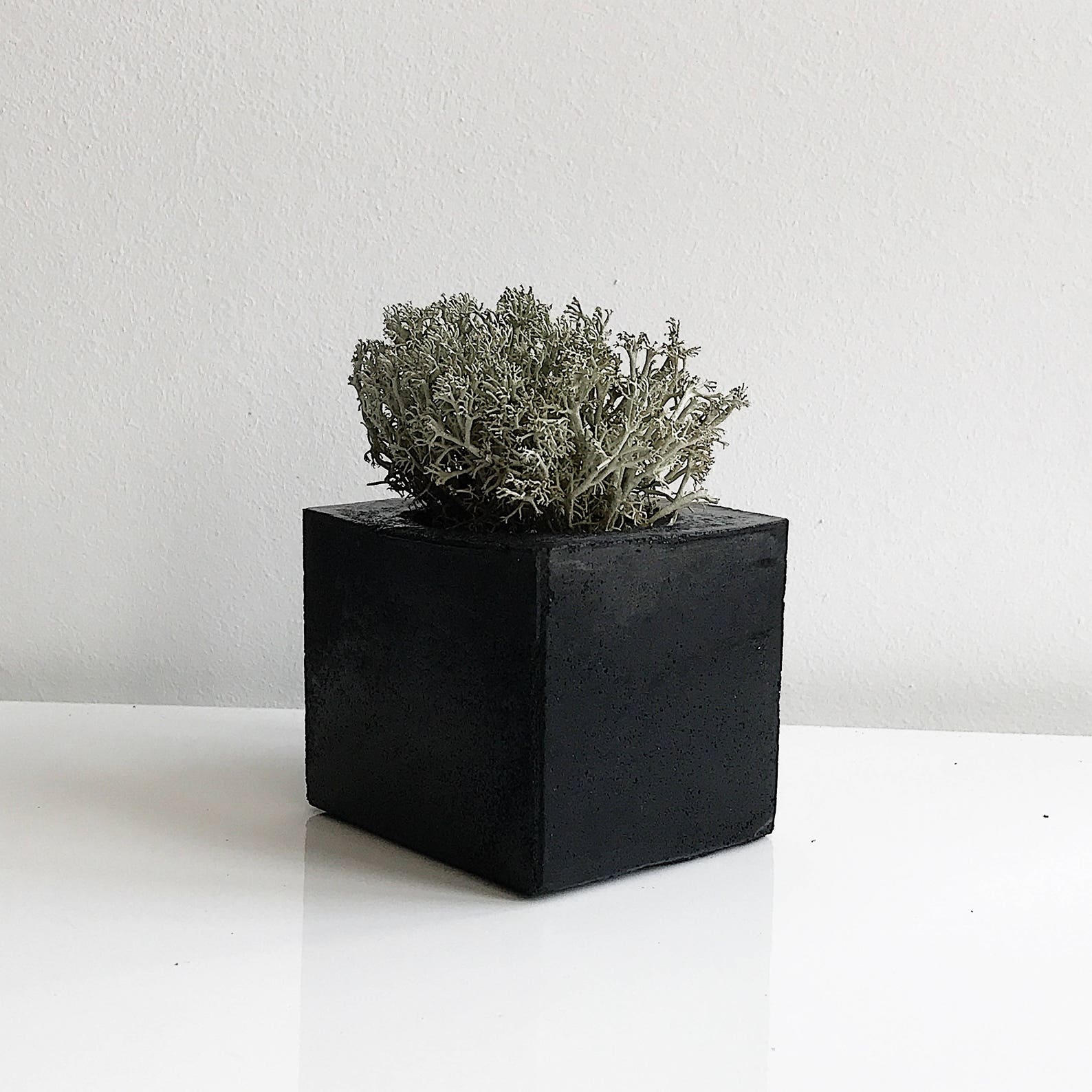 Concrete Planter Black Marble Planter Concrete Geometric Etsy