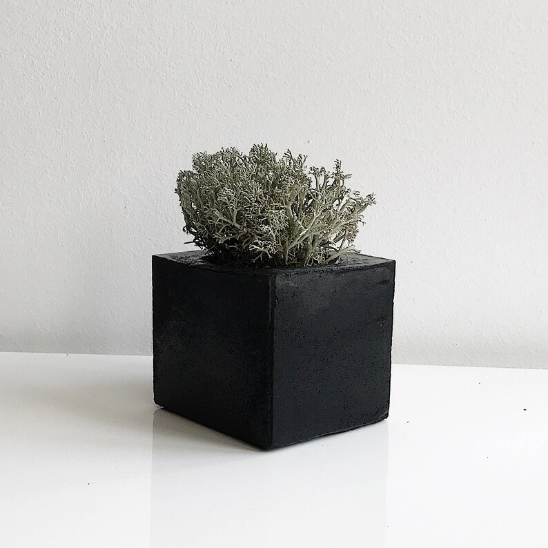 Concrete Planter Black Marble Planter Concrete Geometric Etsy
