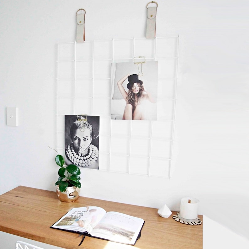 White Wire Wall Grid Shelf FREE Clips Mesh Memo Board Etsy Sweden