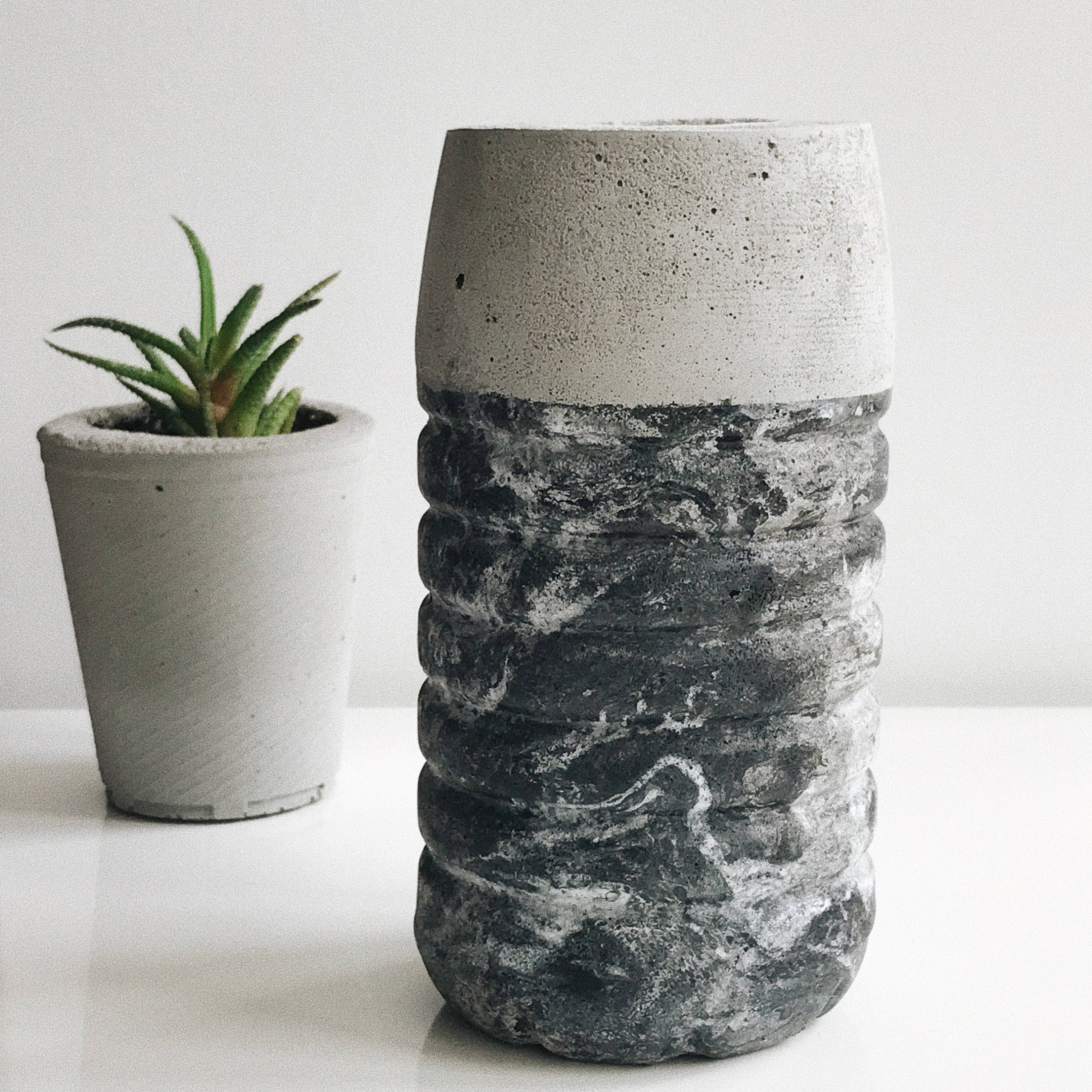 Concrete Vase Black Marble Concrete vase for flowers Marble Etsy
