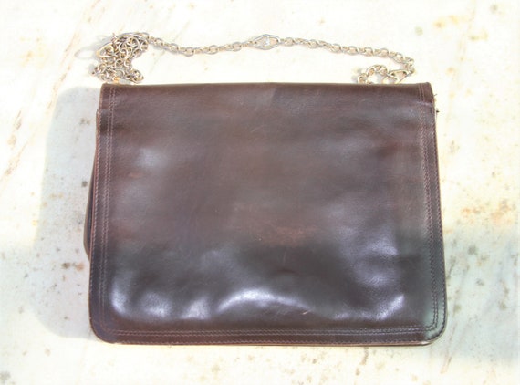 1970s Brown Ferragamo Shoulder Bag With Goldtone … - image 8