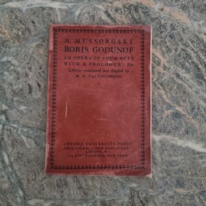 Libretto opery Borys Godunof Musorgskiego z 1929 roku przetłumaczone na język angielski