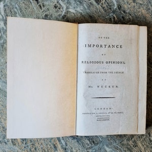 De l'importance des opinions religieuses par Jacques Necker 1778 - Rebond et rare
