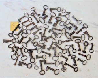 60 Small Keys for Padlocks Drawers & Cupboards - Many From the 1800s