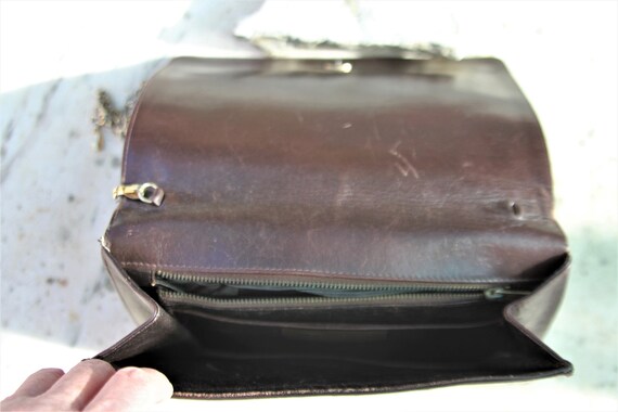 1970s Brown Ferragamo Shoulder Bag With Goldtone … - image 9