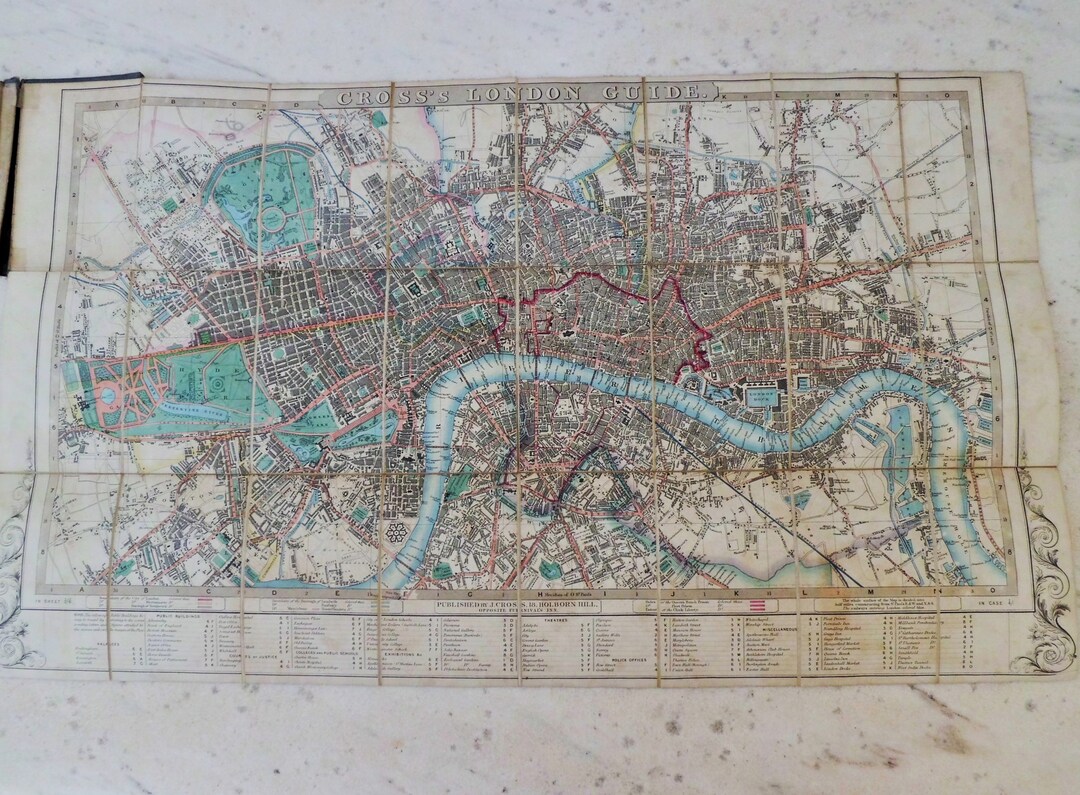 1839 Original Map of London & Street Directory by Joseph Cross - Etsy
