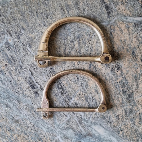 Two Brass Vintage Kit Bag Lock Handles