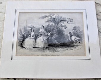 Victorian Engraving Dated 1841 from the Book Family Secrets by Sarah Stickney Ellis, the Print is Titled - The Secret Discovered