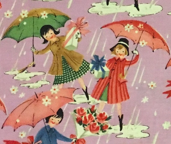 Quilting Fabric fat quarter 100/% cotton SPRING SHOWERS UMBRELLAS