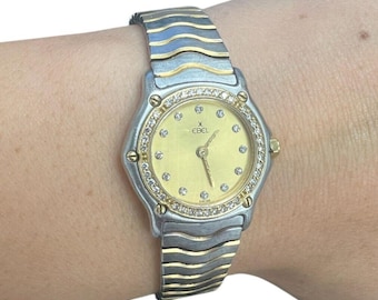 Authentic Vintage Raymond Weil Swiss Ladies Tri Color Watch 18 K