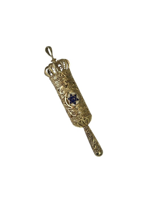 14kt Yellow Gold Megillah Esther Scroll on Parchm… - image 3