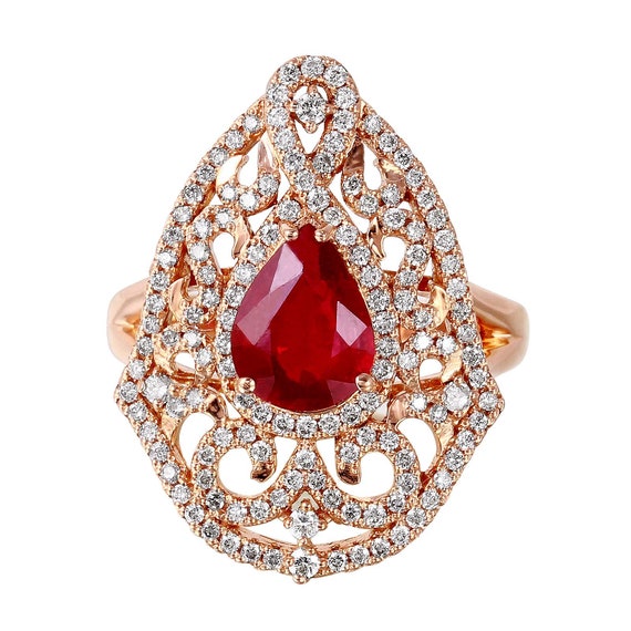 14KT Rose Gold 2.51ctw Ruby and Diamond Ring Size… - image 3