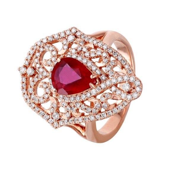 14KT Rose Gold 2.51ctw Ruby and Diamond Ring Size… - image 1