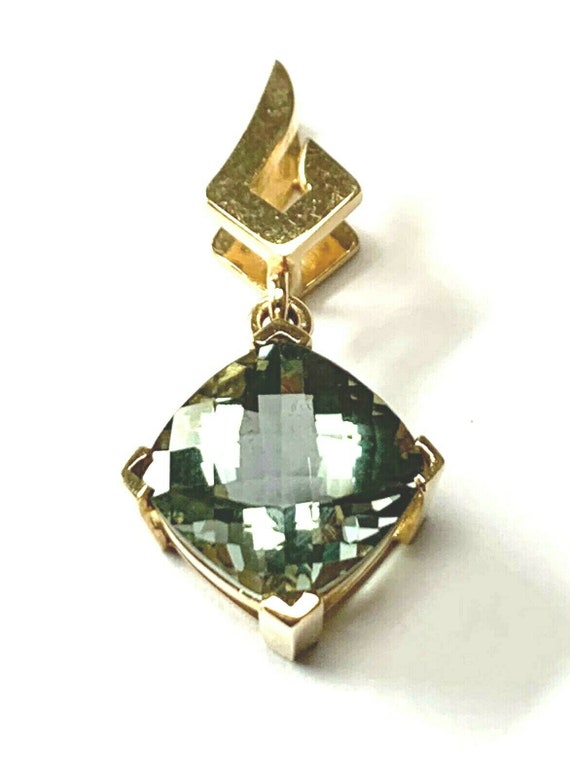 14K Yellow Gold Green Amethyst Pendant