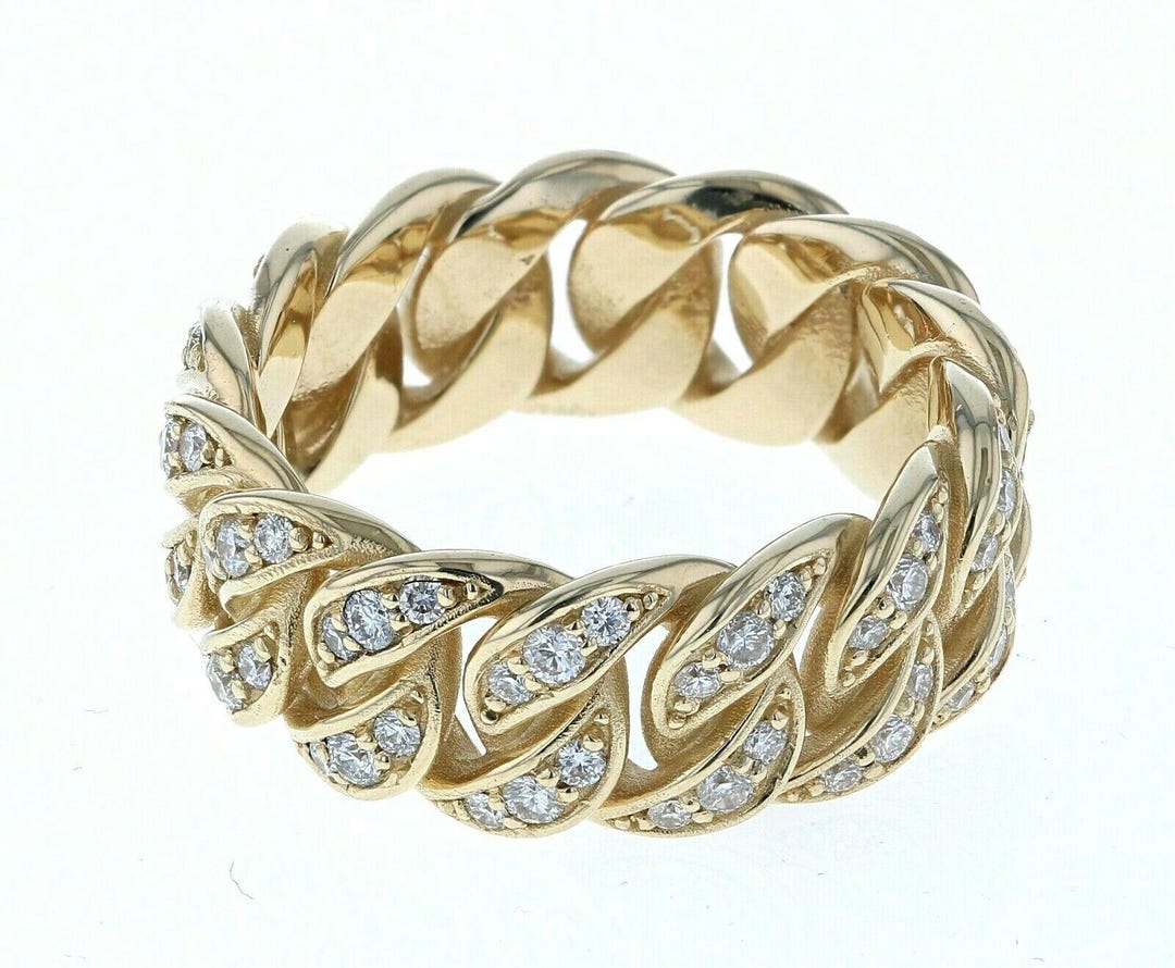 Mens Cuban Link Diamond Wedding Ring