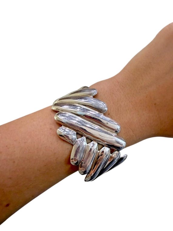 Vintage Taxco Mexico Sterling Silver 925 TB-17 RB Cuff Bracelet