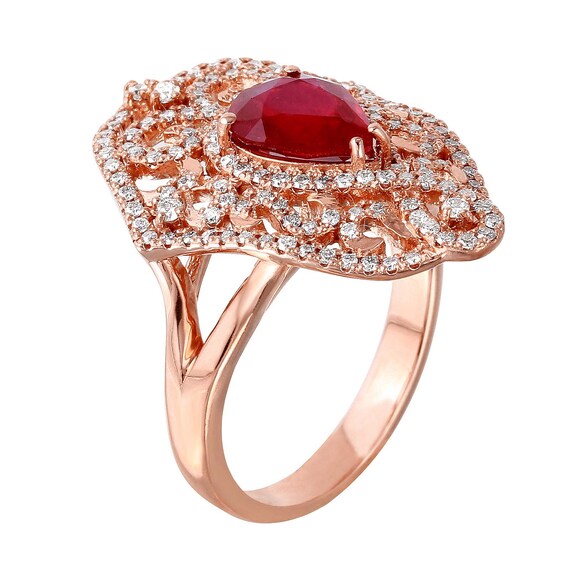 14KT Rose Gold 2.51ctw Ruby and Diamond Ring Size… - image 2