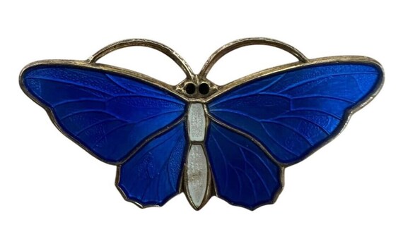 Askel Holmsen Sterling Silver & Blue Enamel Vintage Butterfly Brooches Norway View 4