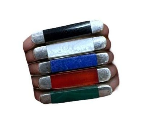 Sterling Silver Multicolor Stackable Rings size 8 - image 2