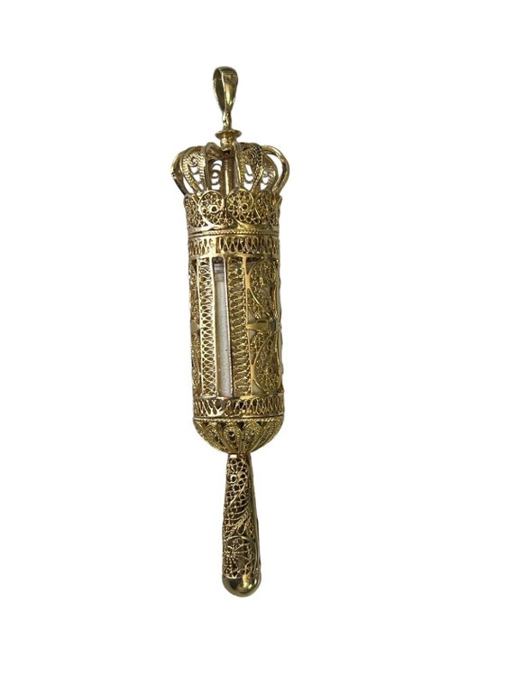 14kt Yellow Gold Megillah Esther Scroll on Parchm… - image 4