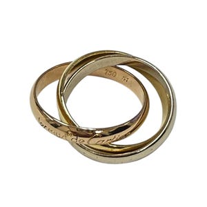 Cartier Trinity 18kt Tri-Color Gold 3 Rolling Band Ring w/Cert - Size 6.25