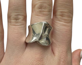 Sterling Silver Robert Lee Morris Modernist Wedged Ban Ring Size 5.75